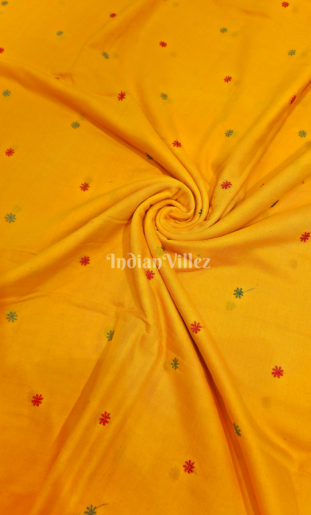 Yellow Buti Motif Odisha Ikat Cotton Fabric