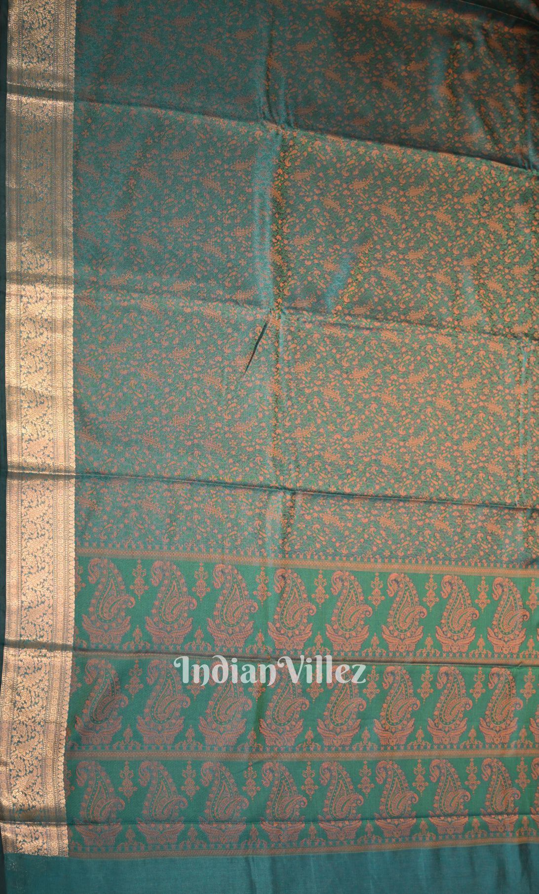 Rama Green Dual Tone Tanchoi Silk Banrasi Saree