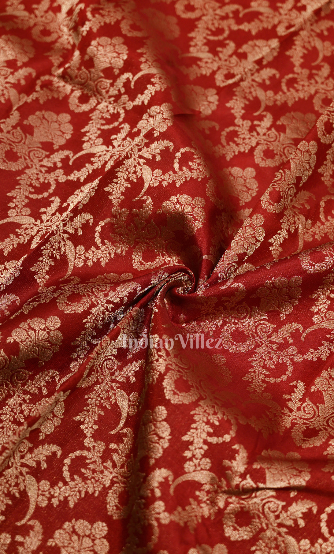Maroon Red with Golden Floral Brocade Pure Kanjivaram Silk Saree 