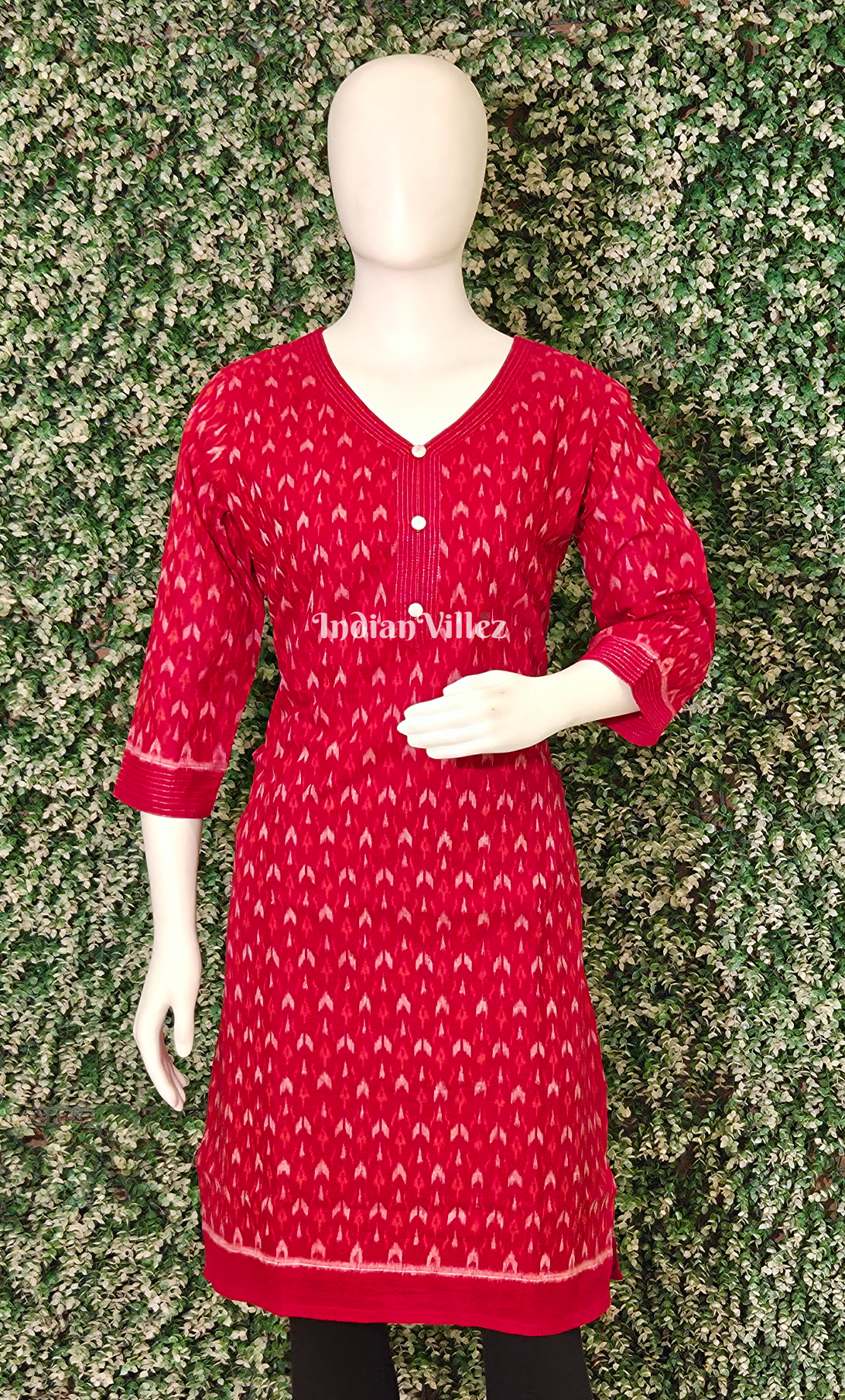 Red Odisha Ikat Designer Cotton Kurti for Women