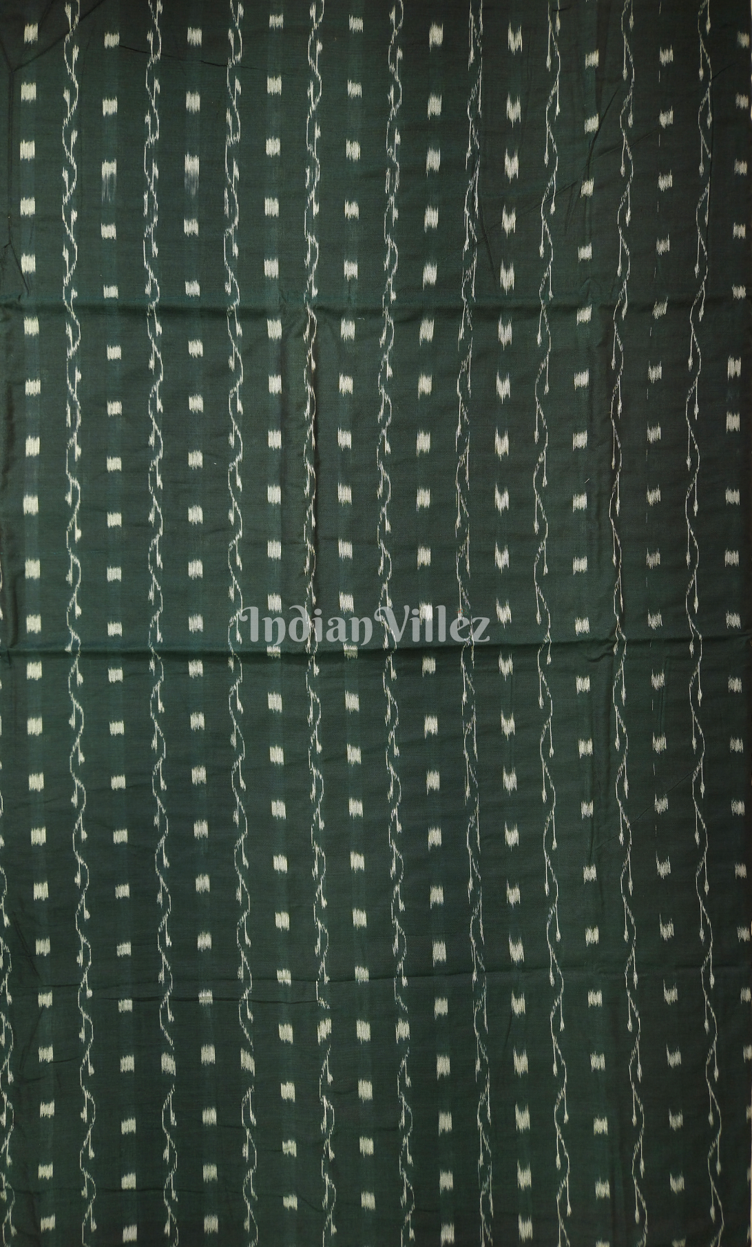 Bottle Green Tipa Design Odisha Ikat Sambalpuri Cotton Fabric
