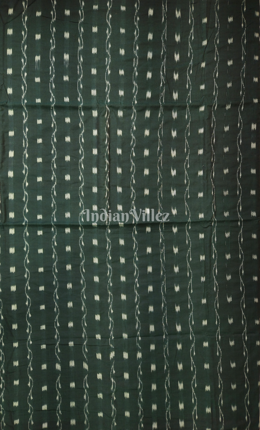 Bottle Green Tipa Design Odisha Ikat Sambalpuri Cotton Fabric
