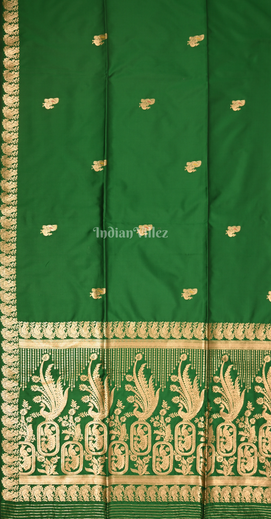 Green Peacock Design Mashru Satin Silk Banarasi Saree