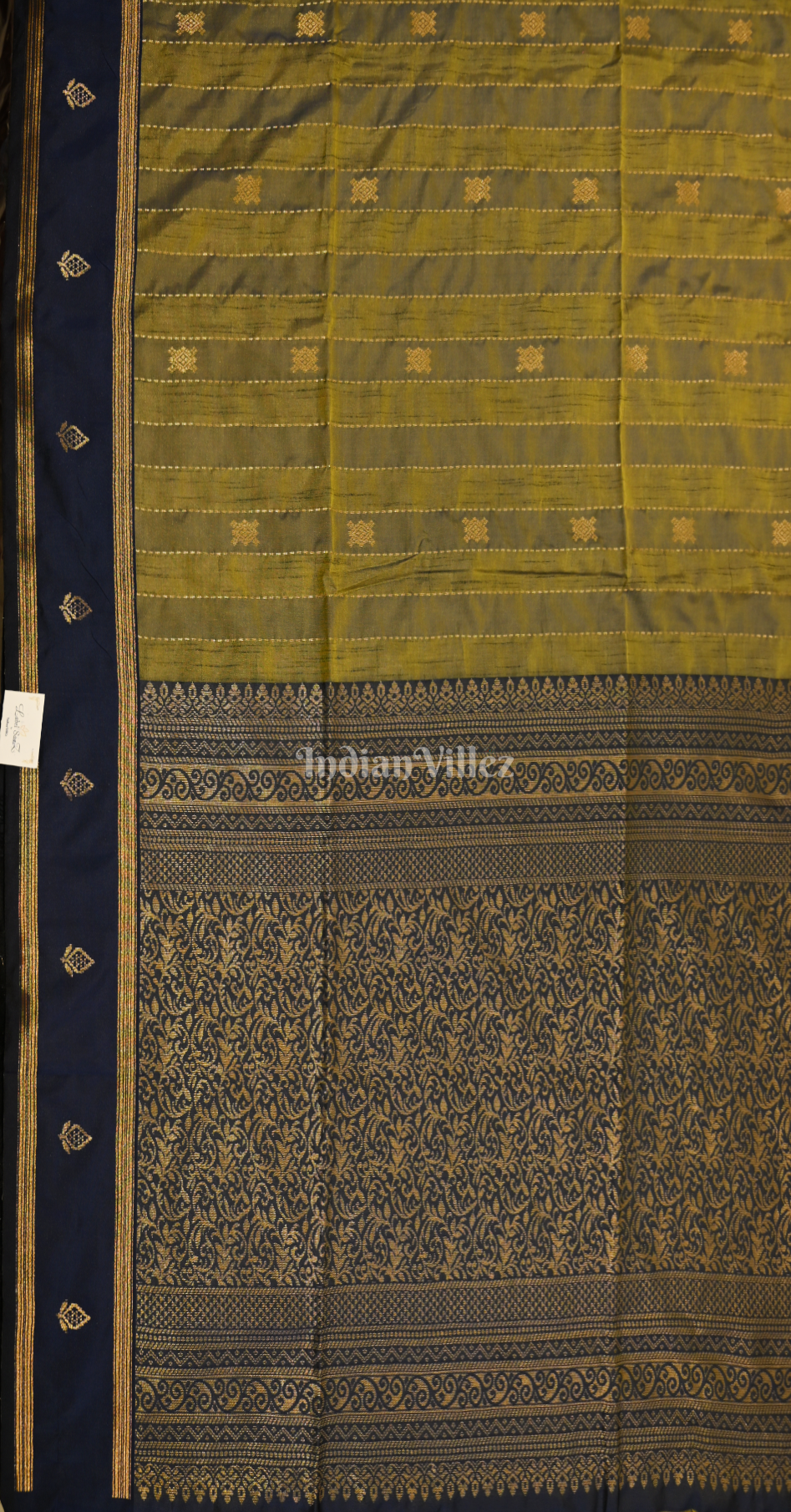 Moss Green Tussar Silk Saree with Zari weave