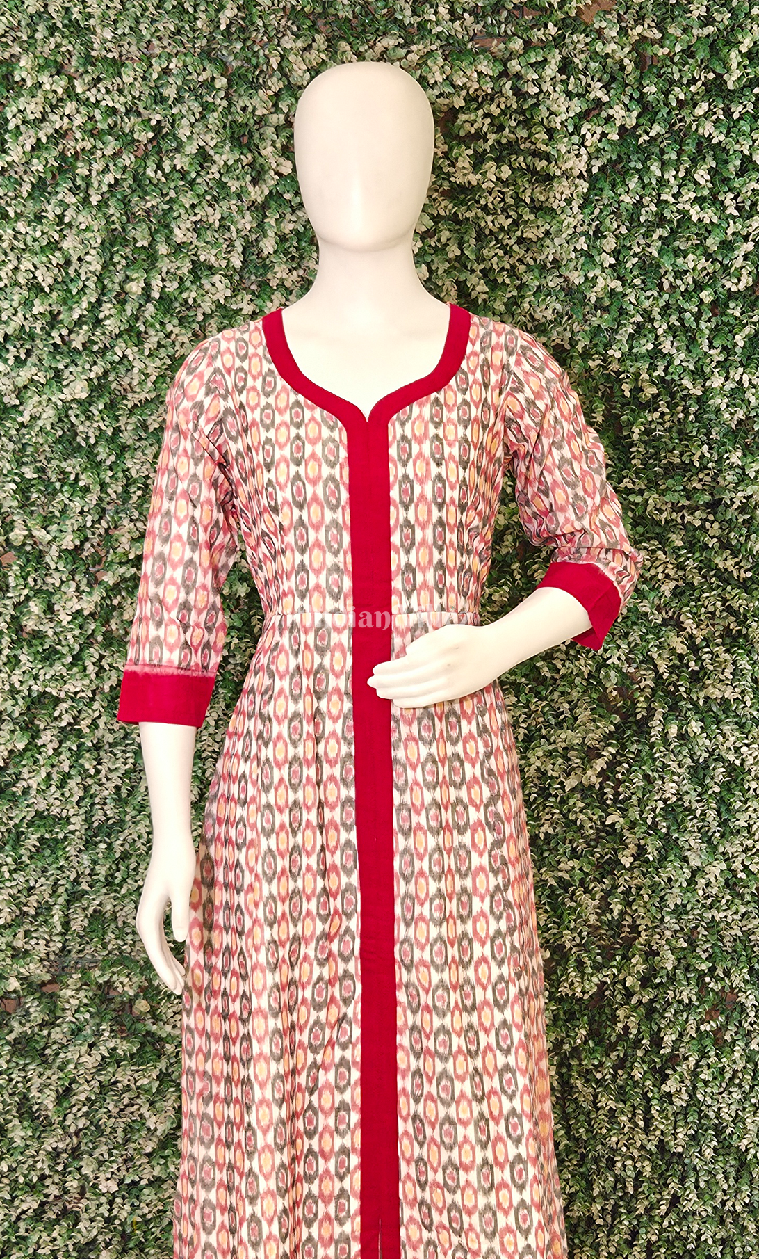 Grey Red Odisha Ikat Designer Gown For Women