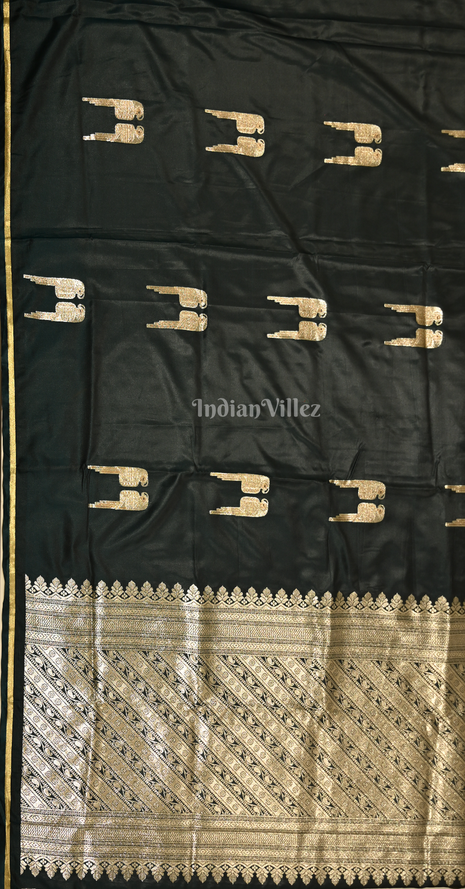 Bottle Green Mashru Satin Banarasi Silk Saree