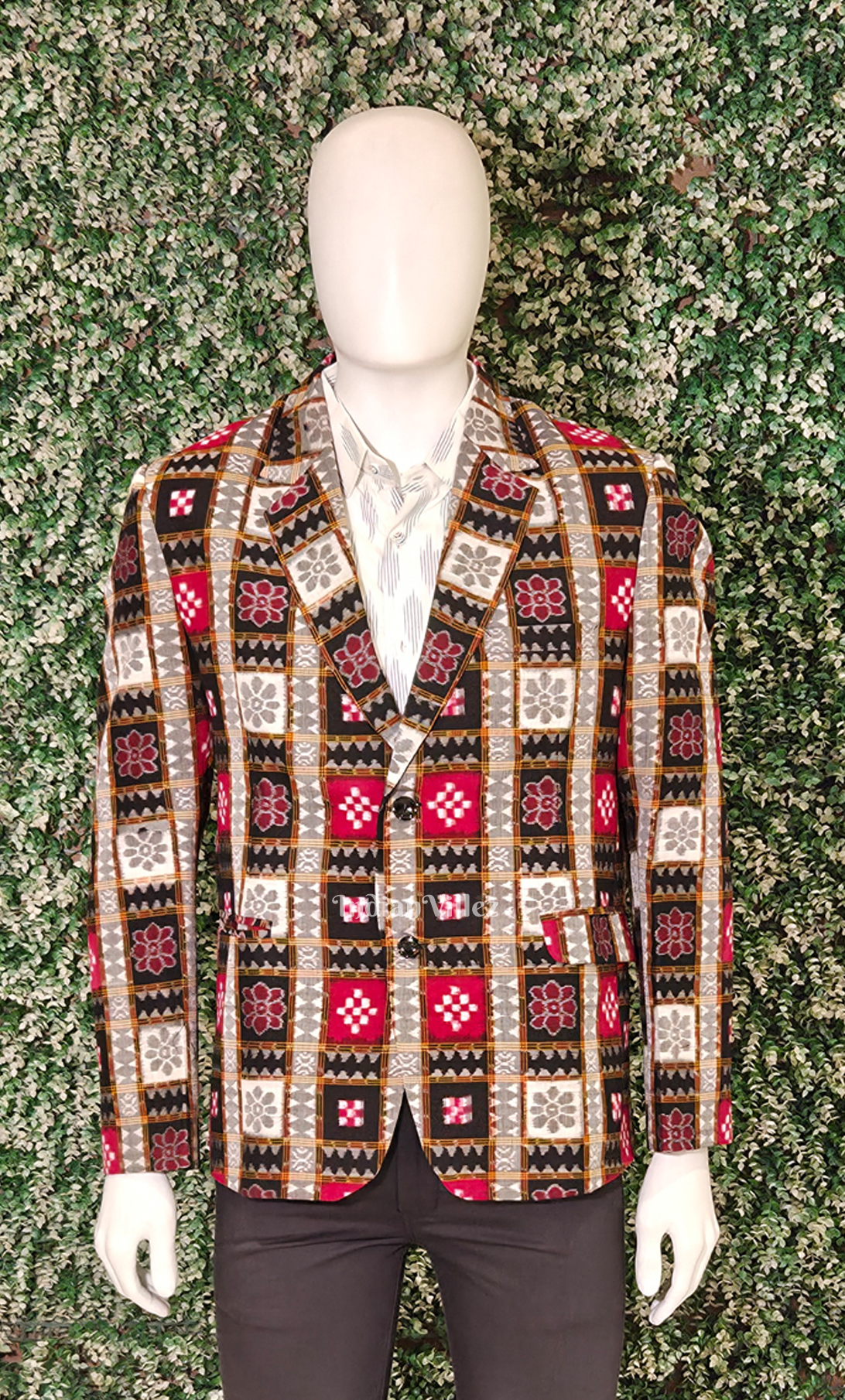 Multi Color Utkala Laxmi Odisha Ikat Men's Designer Blazer 