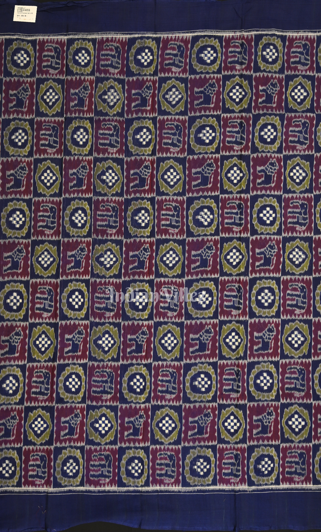 Navy Blue Yellow Nabakothi Odisha Ikat Sambalpuri Dress Set & Dupatta