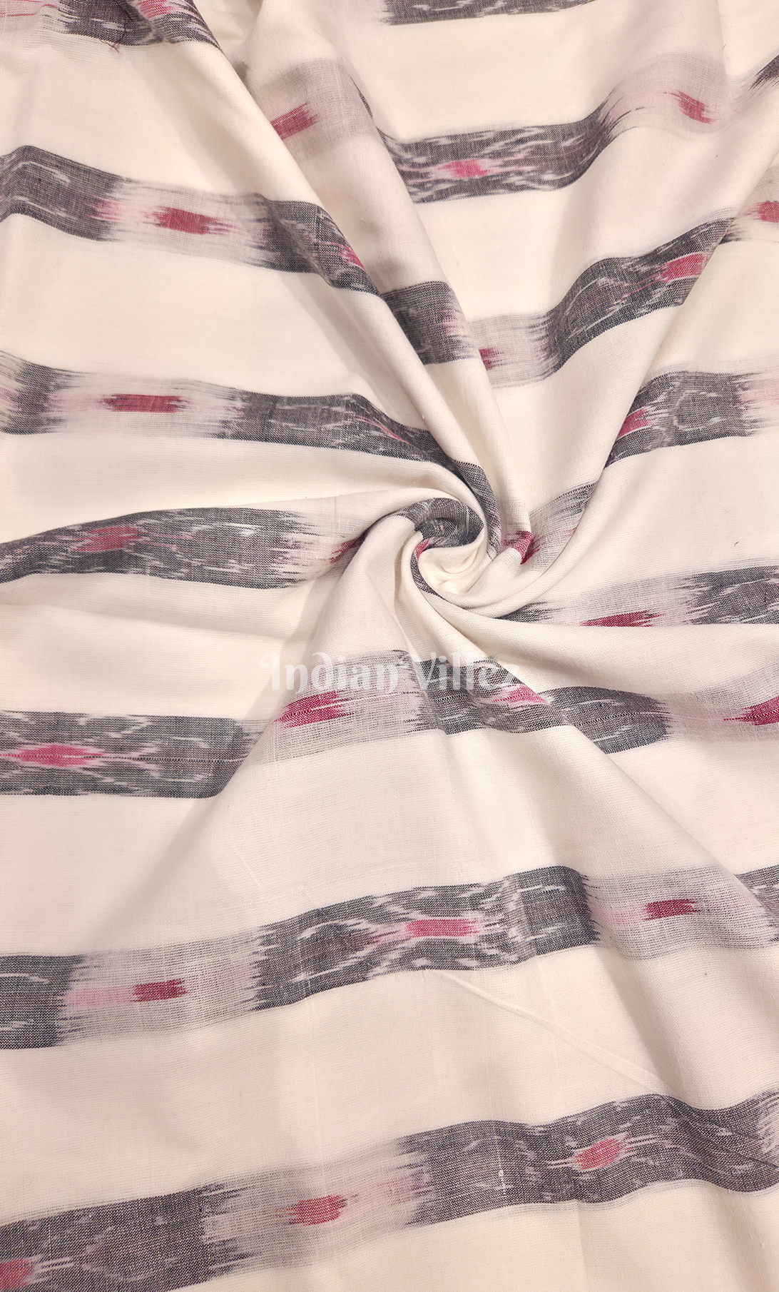 White Black Odisha Ikat Sambalpuri Cotton Fabric 