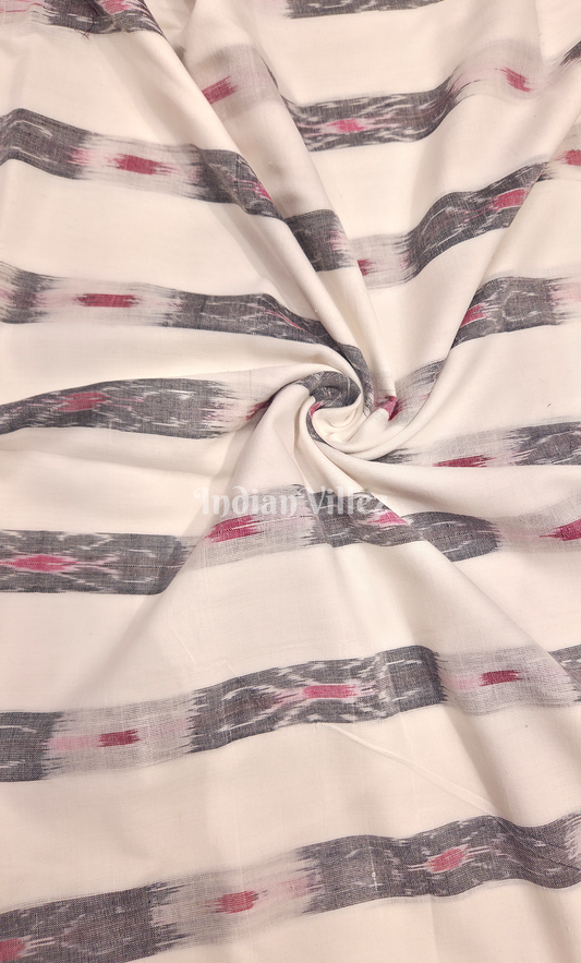 White Black Odisha Ikat Sambalpuri Cotton Fabric 