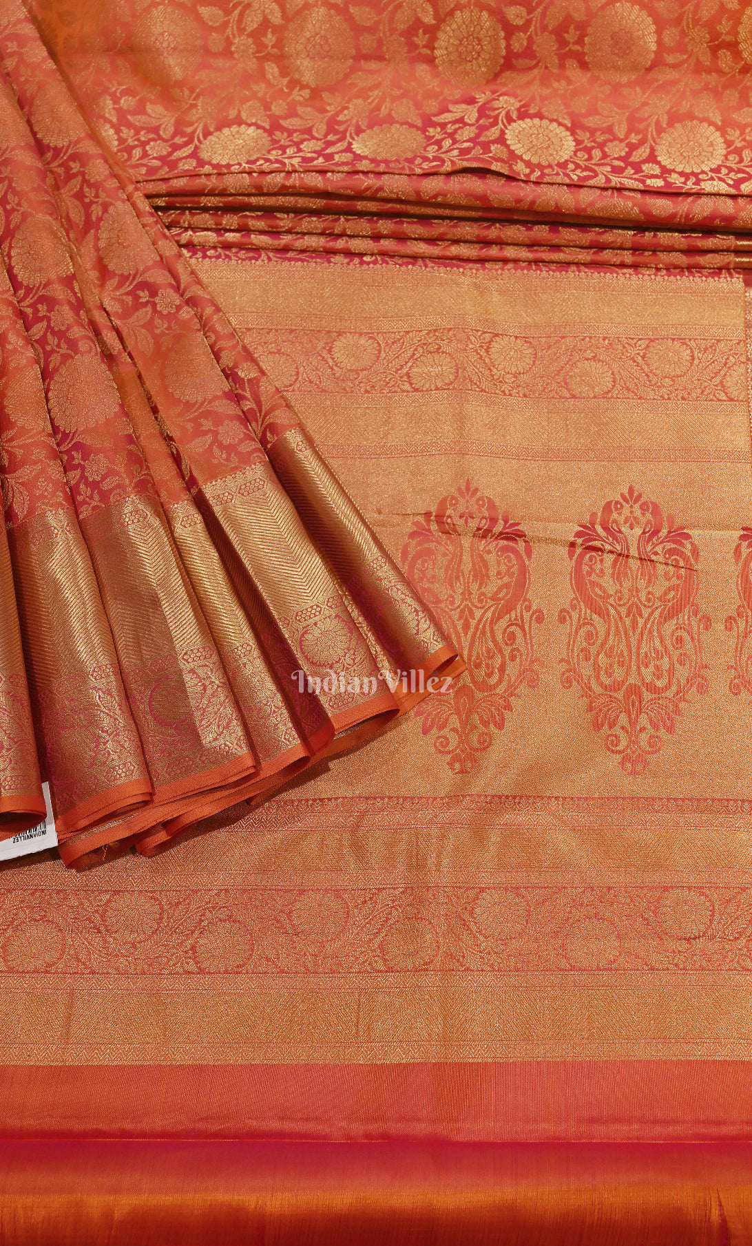 Red Floral Pure Brocade Kanjivaram Tissue Silk Saree