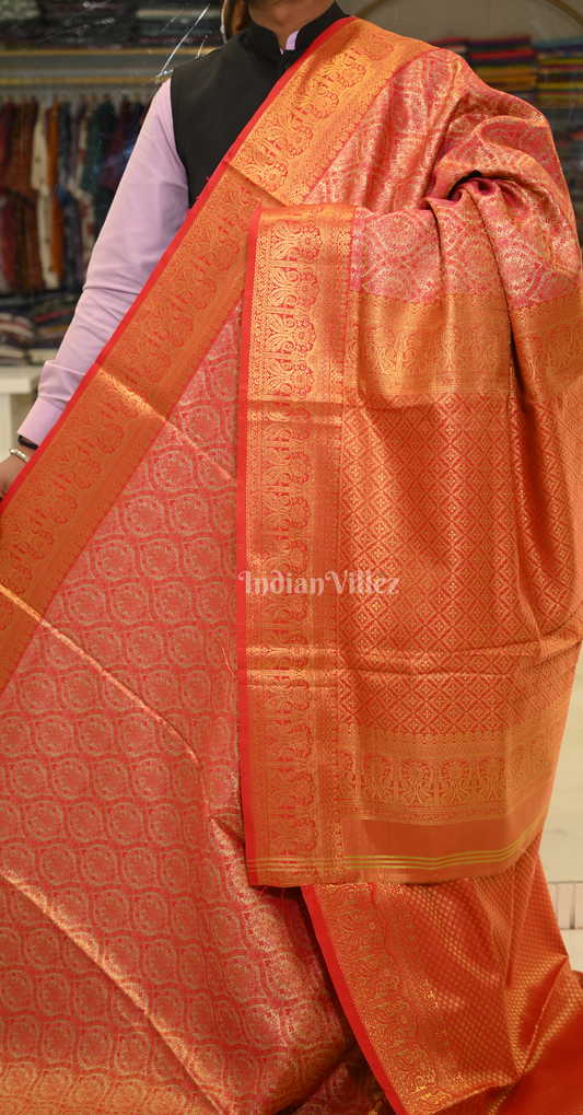 Red Golden Bridal Kanjivaram Silk Saree