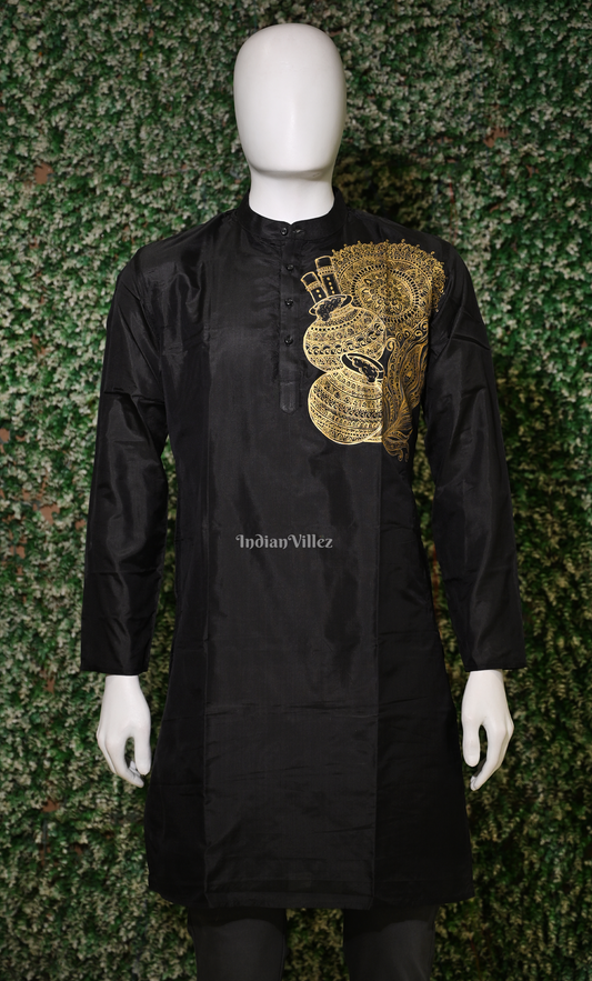Black Hand-Painted Pattachitra Kurta

