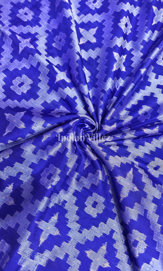 Royal Blue Pasapali Odisha Ikat Sambalpuri Silk Fabric 