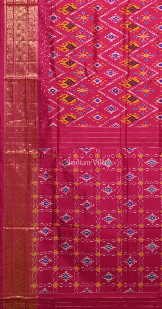 Magenta Pink Pochampally Ikat Silk Saree 
