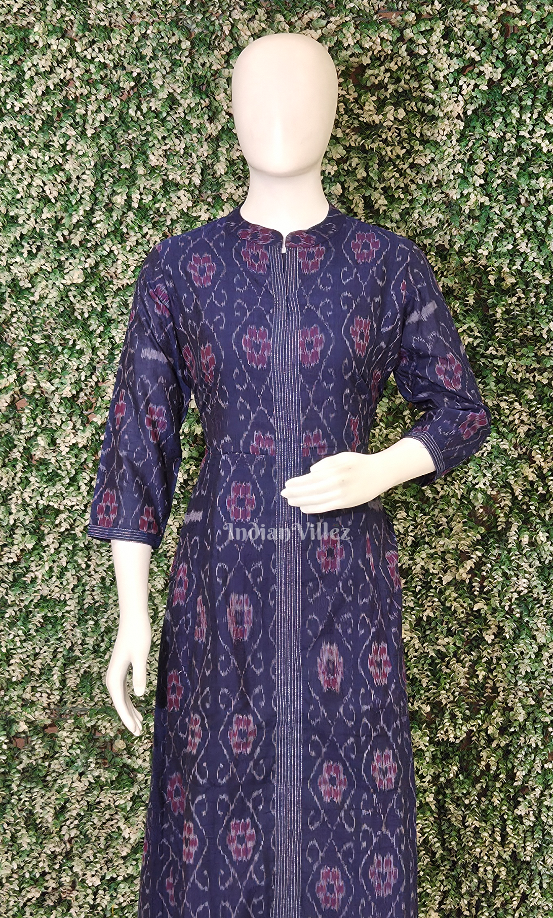 Blue Flower Design Odisha Ikat Designer Gown For Women 