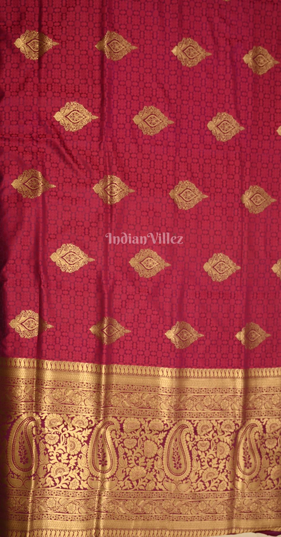 Deep Wine Pure Satin Weaving Silk Saree With Blouse Piece