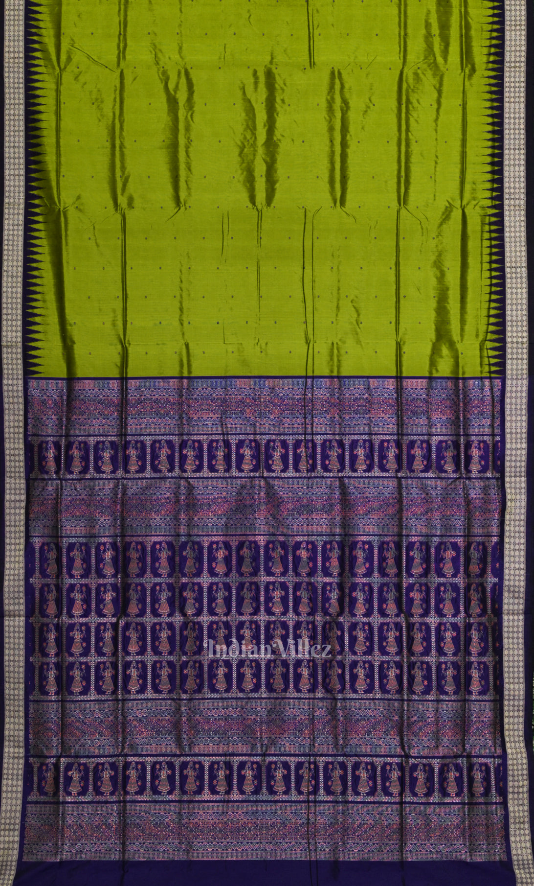 Mehendi Green Blue Buta Design Odisha Ikat Bomkai Sambalpuri Silk Saree 