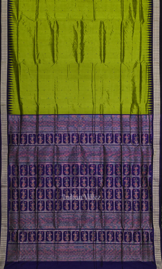 Mehendi Green Blue Buta Design Odisha Ikat Bomkai Sambalpuri Silk Saree 