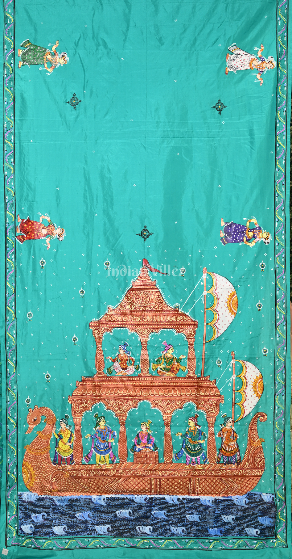Blue Boita Bandana Hand-painted Pattachitra Saree 