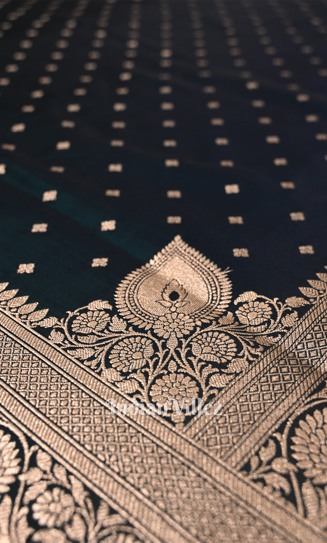 Bottle Green Pure Mashru Satin Silk Banarasi Saree 