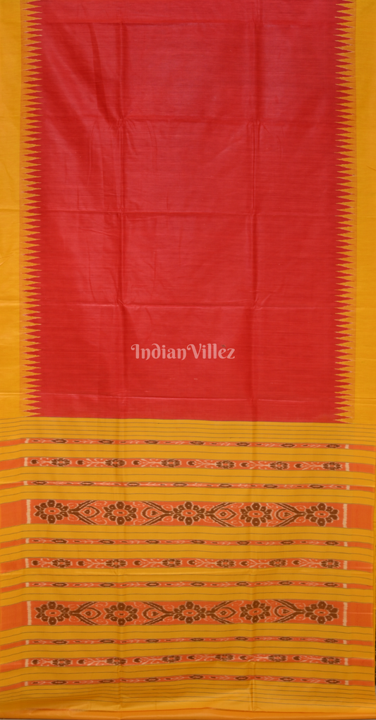 Red Mustard Yellow Gopalpur Tussar Silk Saree