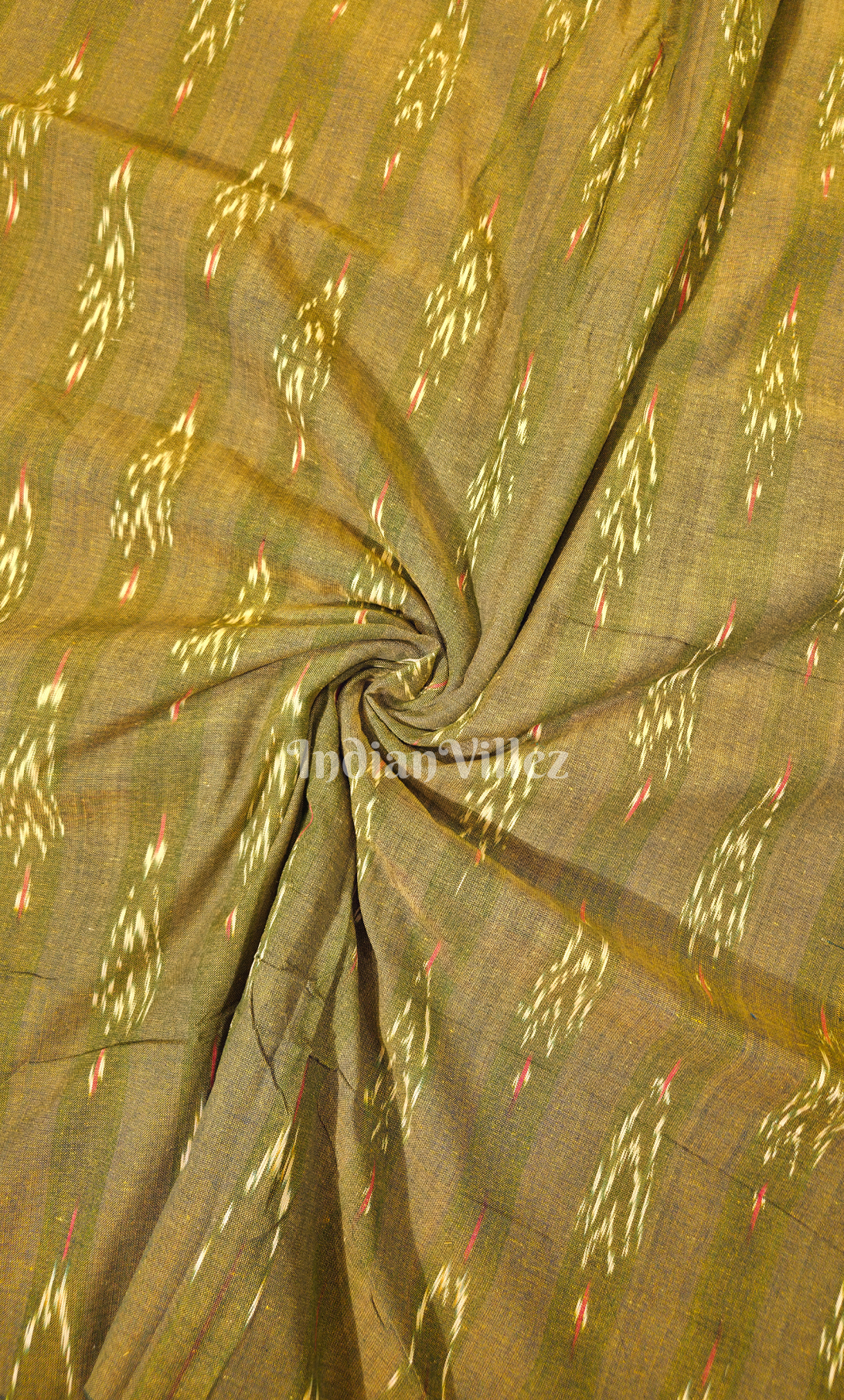 Mehendi Green Pochampally Ikat Cotton Fabric