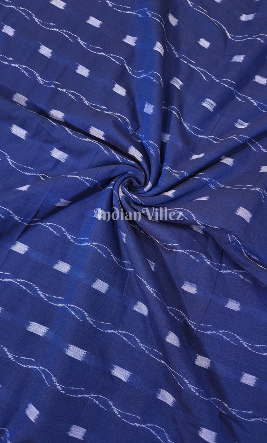  Royal Blue Tipa Design Odisha Ikat sambalpuri Cotton Fabric