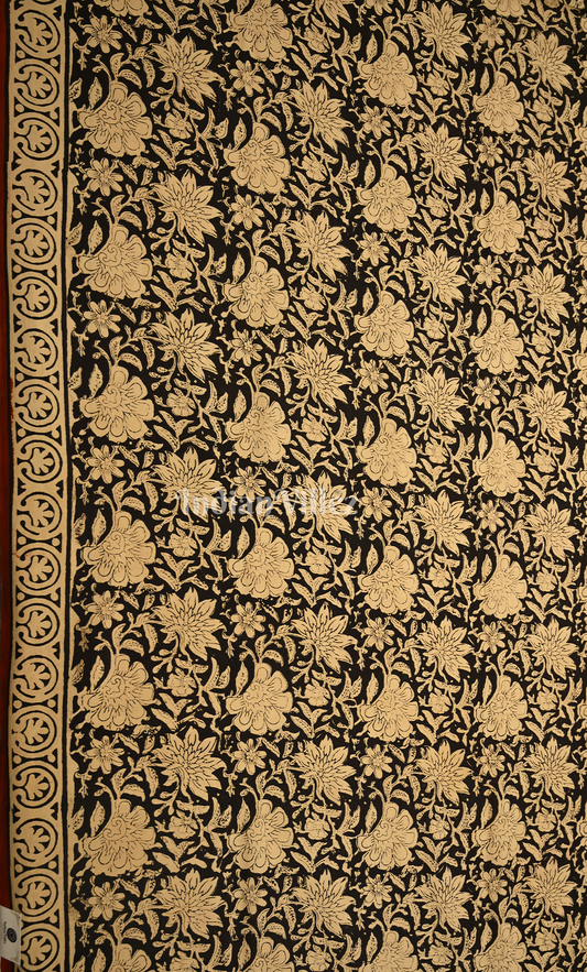 Cream Black Bagru Block Printed Cotton Suit Sets 