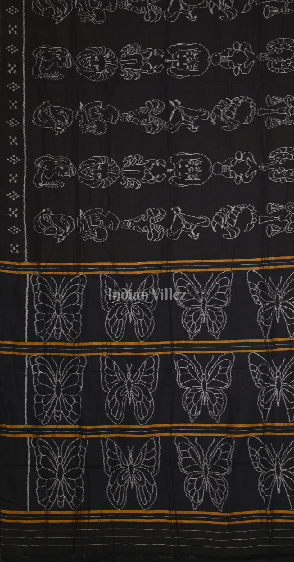 Exclusive Black Zodiac Sign Odisha Ikat Sambalpuri Cotton Saree