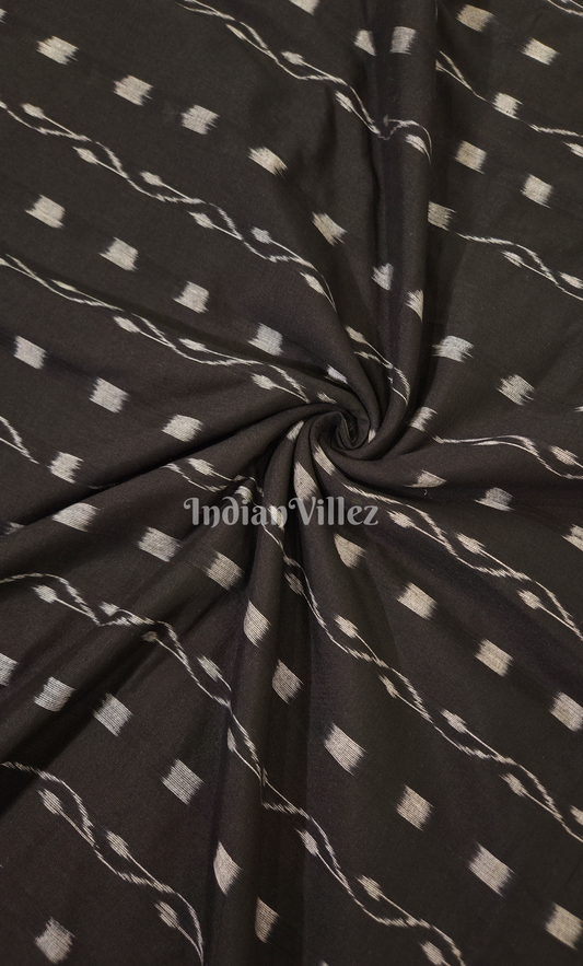 Black Tipa Design Odisha Ikat Sambalpuri Cotton Fabric 
