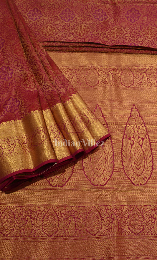 Maroon Pure Kanjivaram Silk Saree with Zari Brocade 