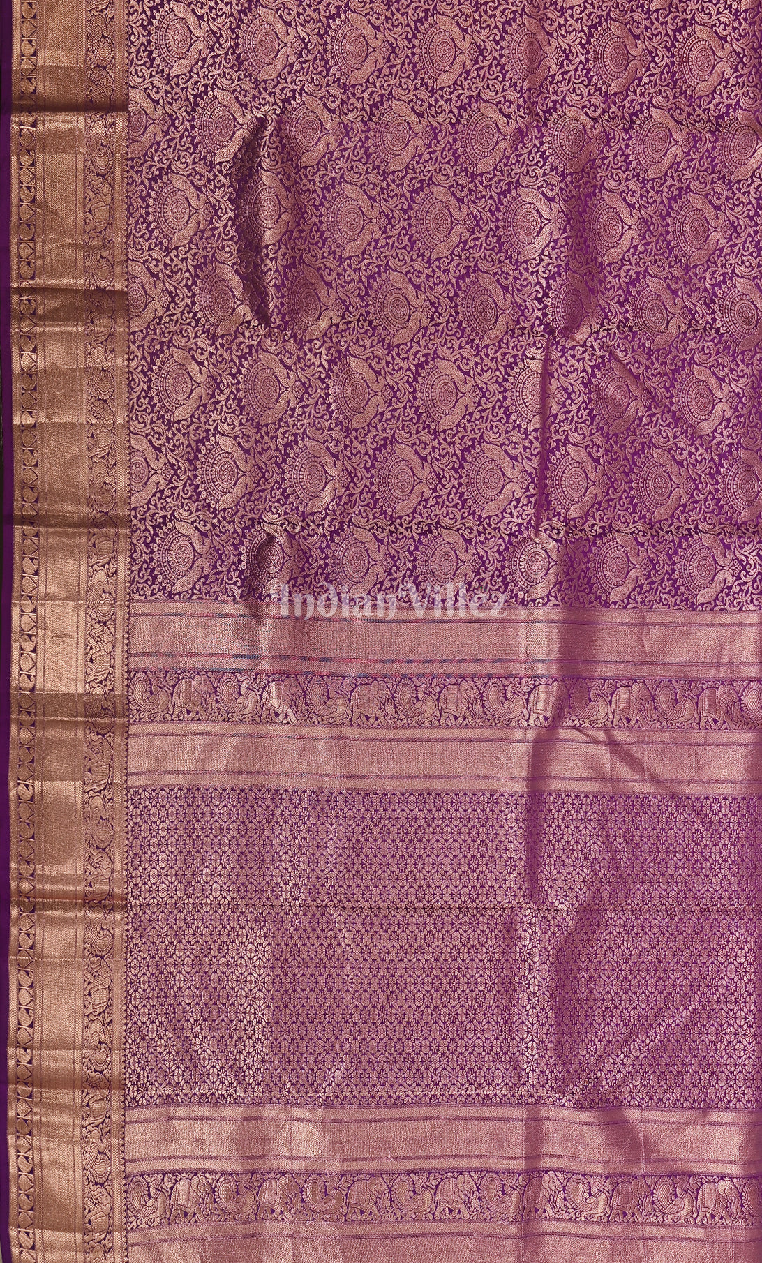 Dark Purple Pure Brocade Kanjivaram Silk Saree 
