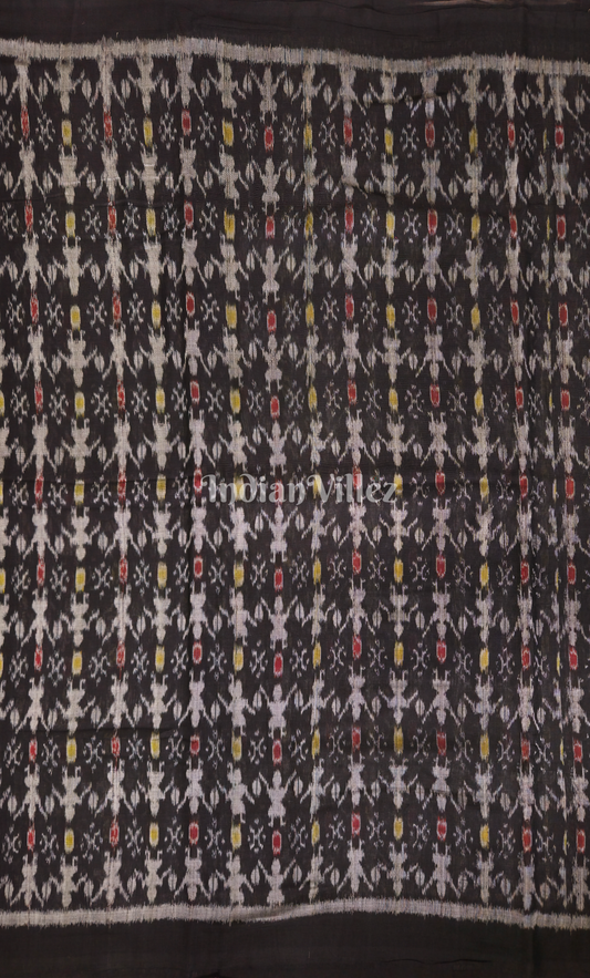 Black Tribal Theme Odisha Ikat Sambalpuri Cotton Fabric