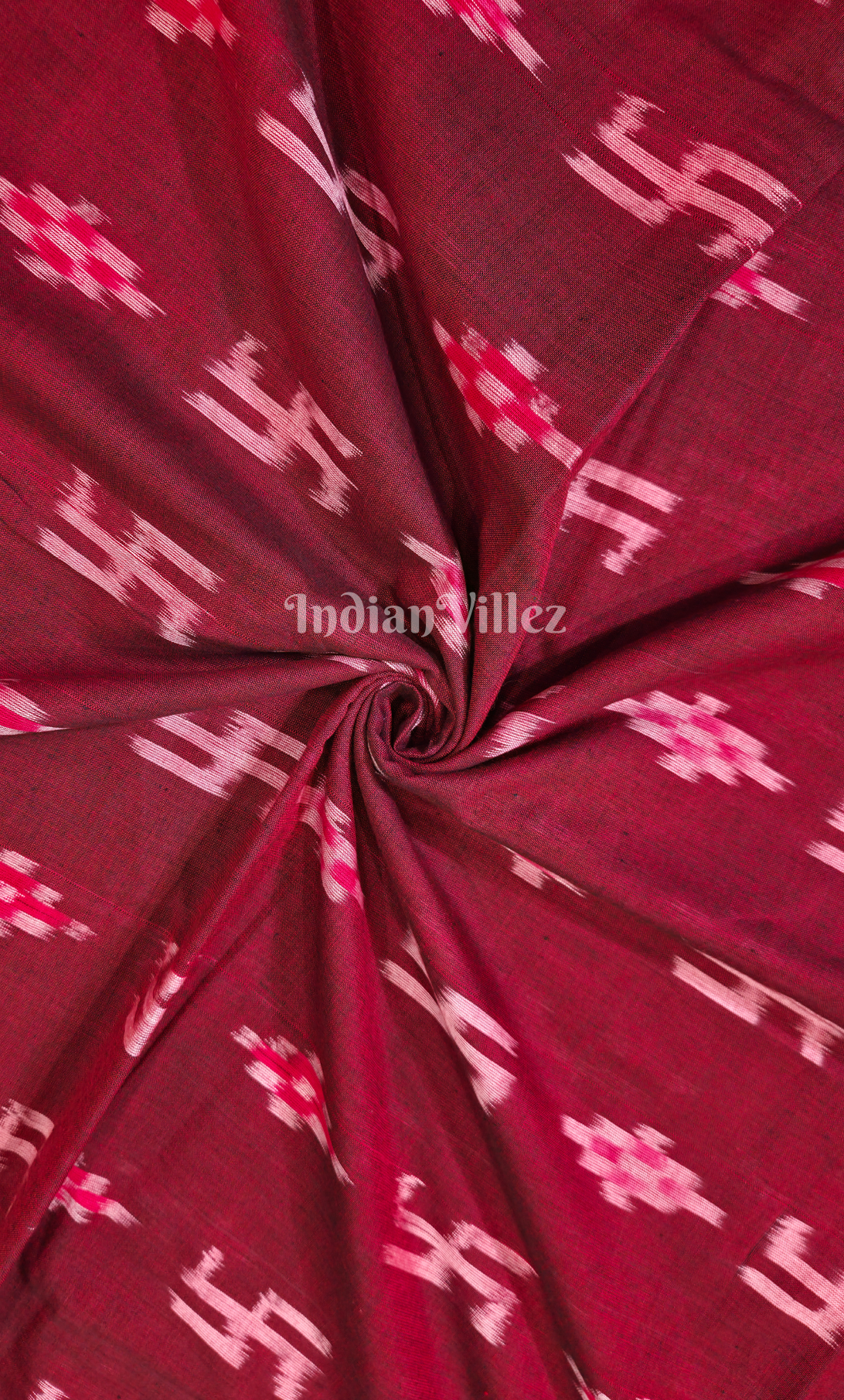 Red Swastik Pasapali Odisha Ikat Sambalpuri Cotton Fabric