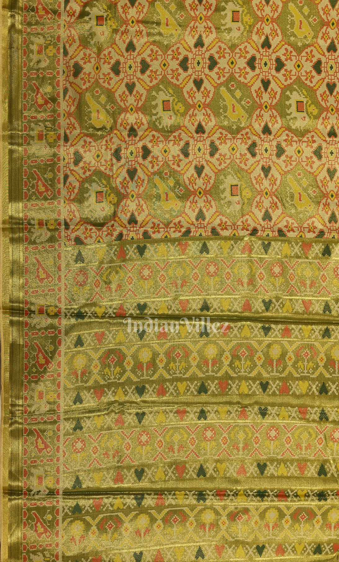 Olive Green Digital Print Kanjivaram Silk Saree