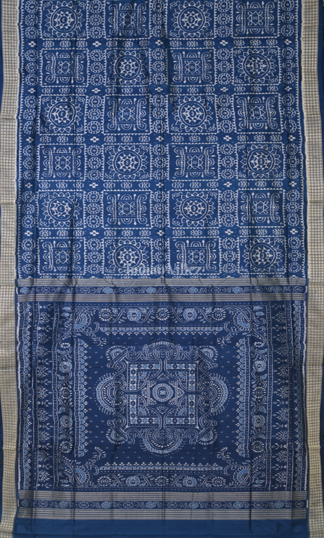 Blue Jhoti Theme Odisha Ikat Sambalpuri Silk Sareeee