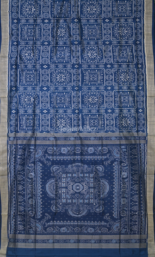 Blue Jhoti Theme Odisha Ikat Sambalpuri Silk Sareeee