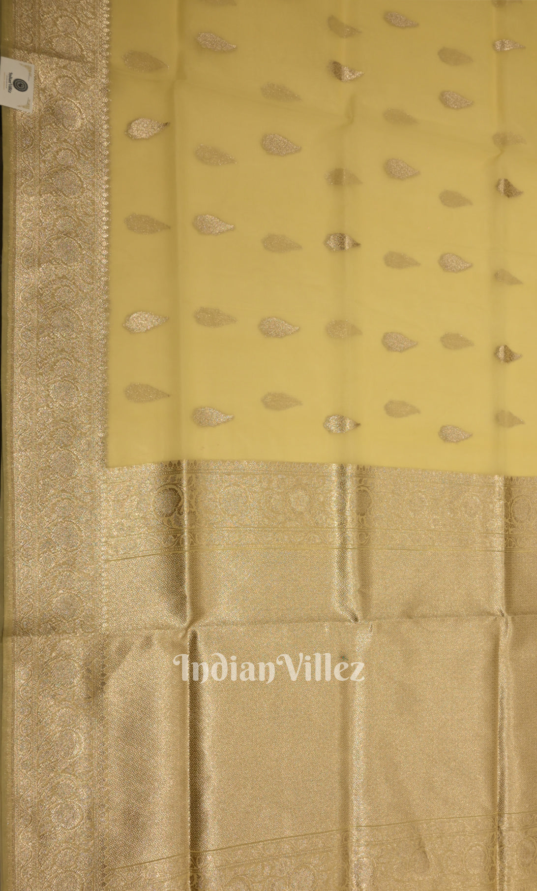 Cream Yellow Chanderi Silk Banarasi Saree 