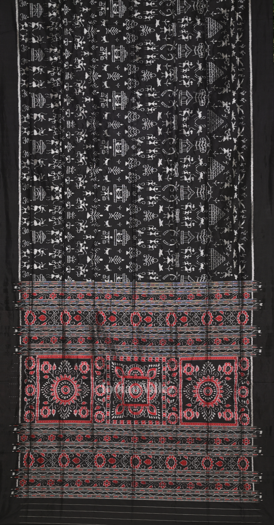 Exclusive Black Tribal Theme Odisha Ikat Contemporary Designer Silk Saree 