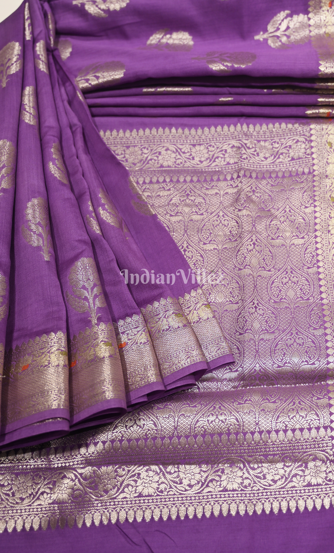 Purple Pure Chiniya Silk Banarasi Saree