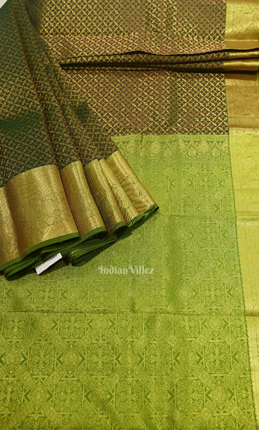Olive Green Pure Brocade Kanjivaram Silk Saree