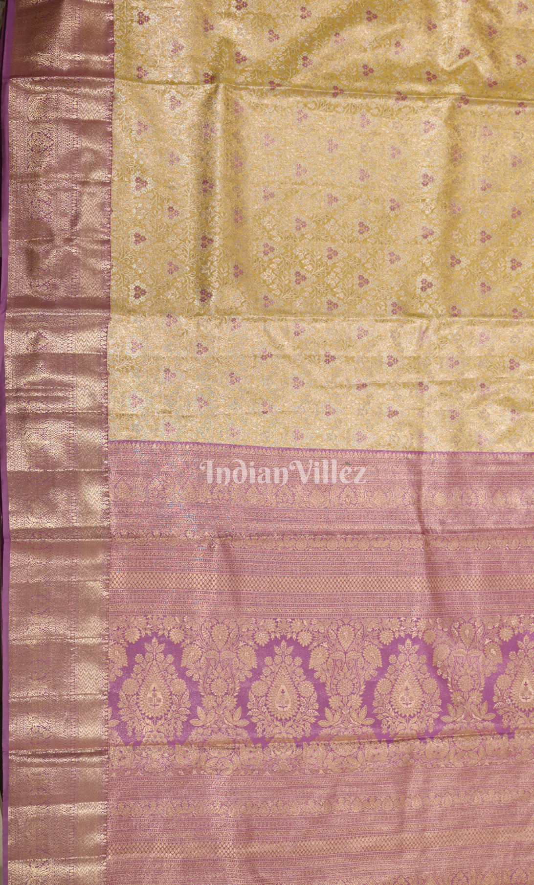 Mustard Yellow Purple Brocade Pure Kanjivaram Silk Saree