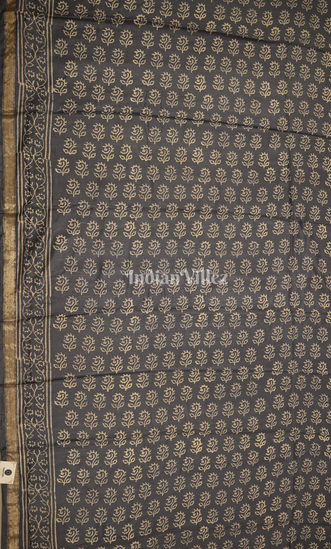 Grey Block Printed Cotton Suit Sets