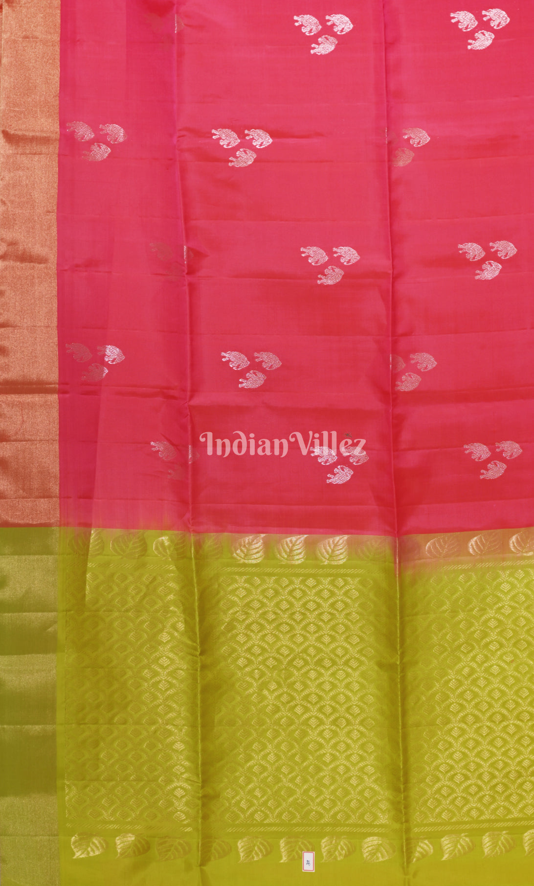 Rani Pink Mehendi Green Pure Kanjivaram Soft Silk Saree 