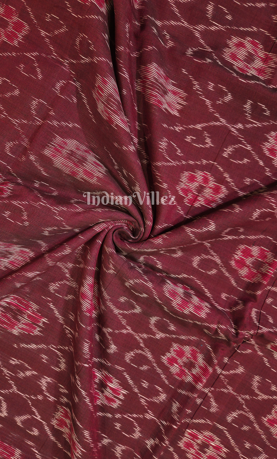 Coffee Floral Motif Odisha Ikat Sambalpuri Cotton Fabric