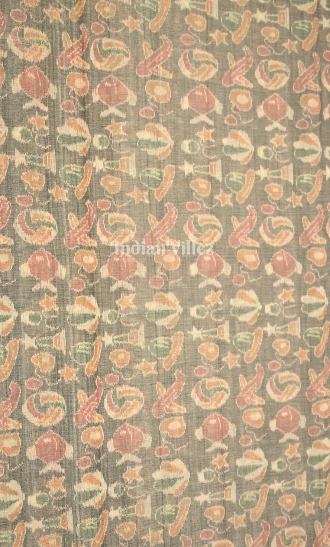 Grey Blue Odisha Ikat Sambalpuri Cotton Fabric 