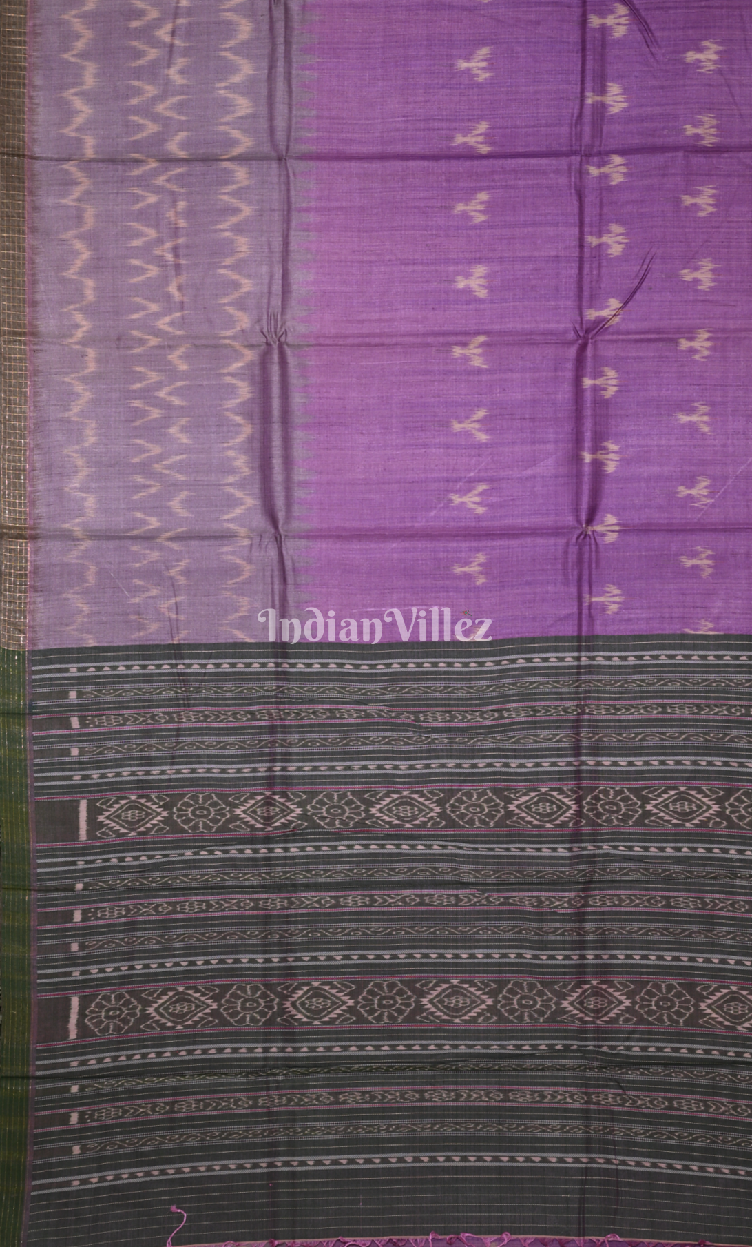 purple Black Tribal Theme Fine Gopalpur Tussar Silk Saree 