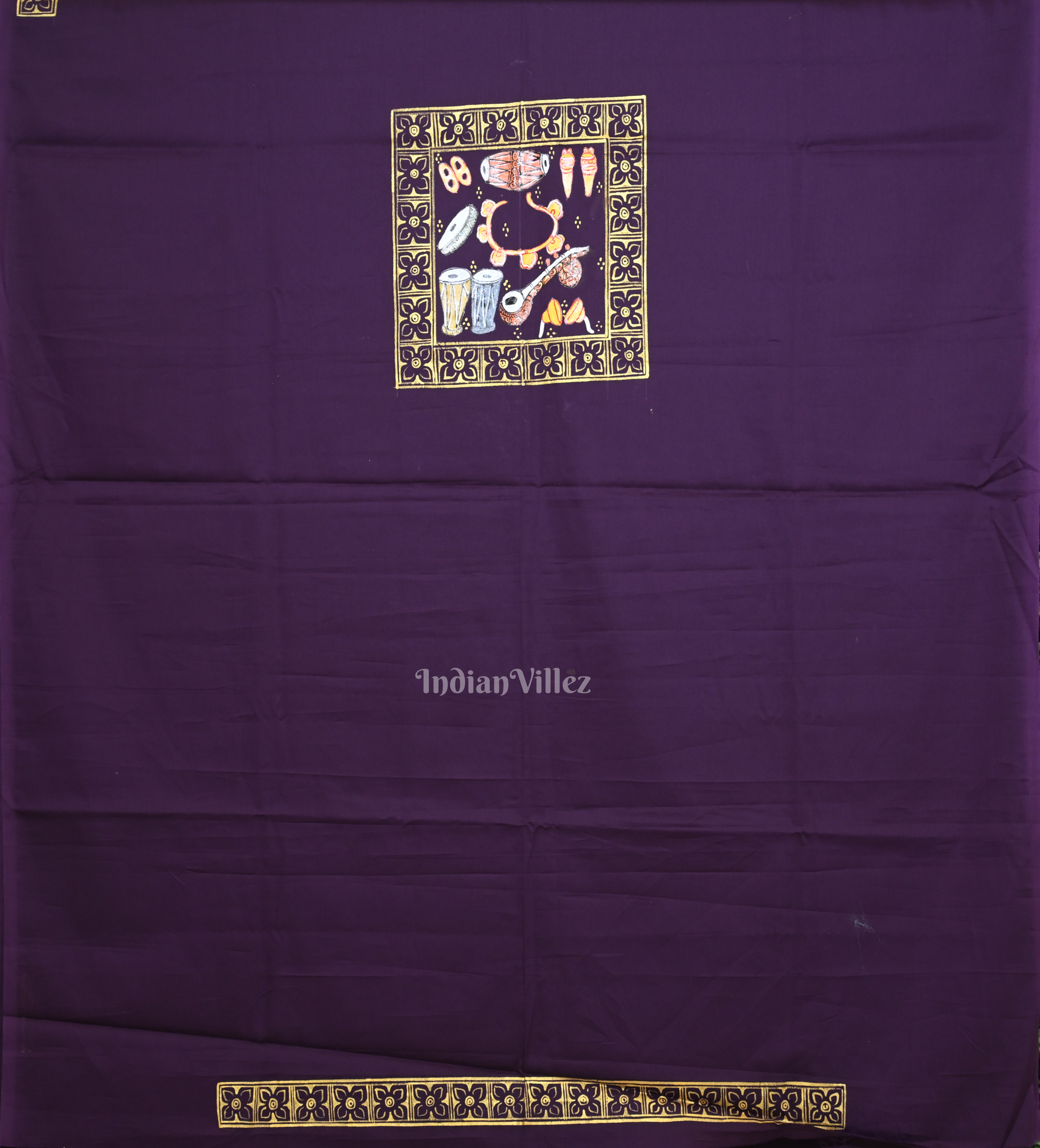 Purple Nartaki  Musical Theme Hand-Painted Pattachitra Kurti 