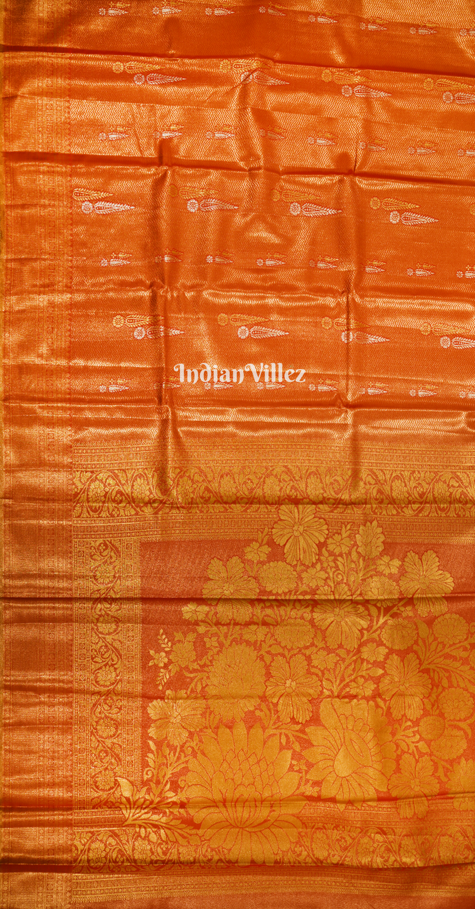 Exclusive Rust Orange Pure Kanjivaram Tissue Silk Saree 